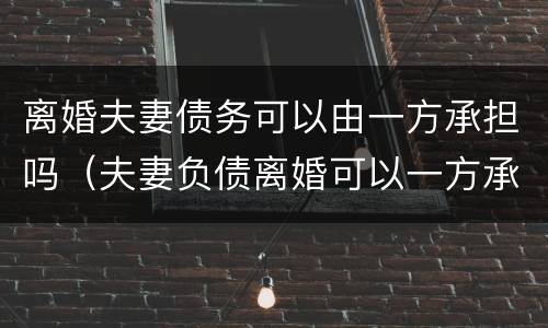 离婚夫妻债务可以由一方承担吗（夫妻负债离婚可以一方承担吗）