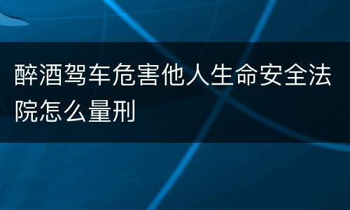 醉酒驾车危害他人生命安全法院怎么量刑