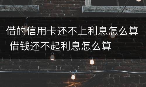 借的信用卡还不上利息怎么算 借钱还不起利息怎么算