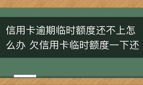 信用卡逾期临时额度还不上怎么办 欠信用卡临时额度一下还不上怎么办