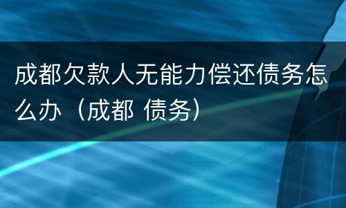 成都欠款人无能力偿还债务怎么办（成都 债务）