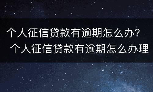 个人征信贷款有逾期怎么办？ 个人征信贷款有逾期怎么办理