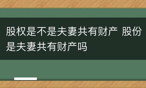 股权是不是夫妻共有财产 股份是夫妻共有财产吗