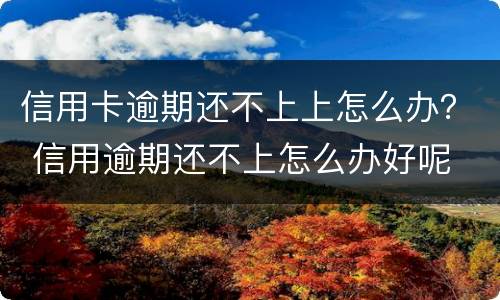 信用卡逾期还不上上怎么办？ 信用逾期还不上怎么办好呢