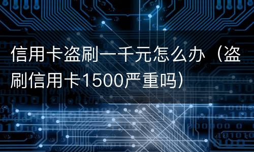 信用卡盗刷一千元怎么办（盗刷信用卡1500严重吗）