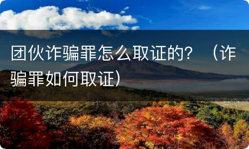 团伙诈骗罪怎么取证的？（诈骗罪如何取证）