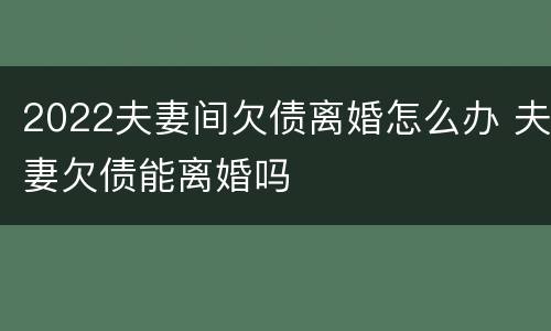 2022夫妻间欠债离婚怎么办 夫妻欠债能离婚吗