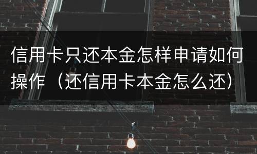 信用卡只还本金怎样申请如何操作（还信用卡本金怎么还）