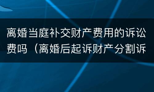 离婚当庭补交财产费用的诉讼费吗（离婚后起诉财产分割诉讼费收费标准）