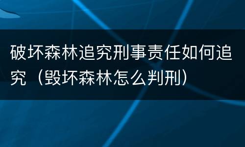 破坏森林追究刑事责任如何追究（毁坏森林怎么判刑）