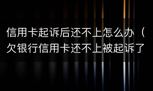 信用卡起诉后还不上怎么办（欠银行信用卡还不上被起诉了怎么办）
