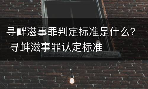 寻衅滋事罪判定标准是什么？ 寻衅滋事罪认定标准