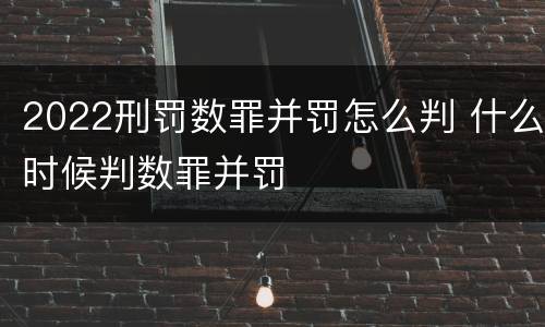 2022刑罚数罪并罚怎么判 什么时候判数罪并罚