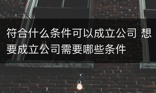 符合什么条件可以成立公司 想要成立公司需要哪些条件