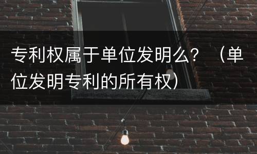 专利权属于单位发明么？（单位发明专利的所有权）