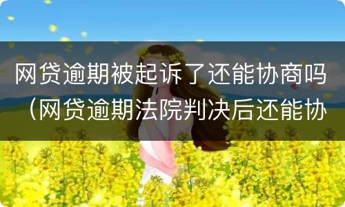 网贷逾期被起诉了还能协商吗（网贷逾期法院判决后还能协商吗）