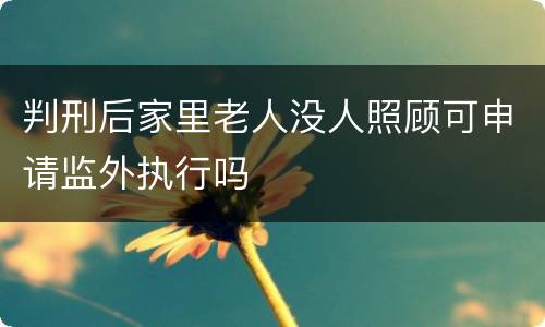 判刑后家里老人没人照顾可申请监外执行吗