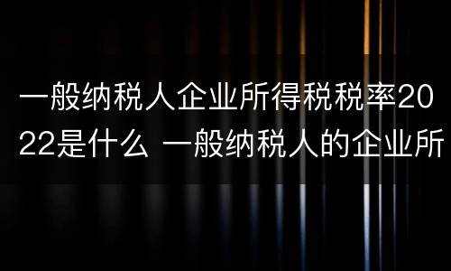 一般纳税人企业所得税税率2022是什么 一般纳税人的企业所得税税率最新