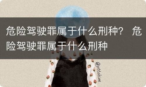 危险驾驶罪属于什么刑种？ 危险驾驶罪属于什么刑种