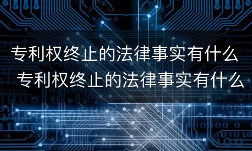 专利权终止的法律事实有什么 专利权终止的法律事实有什么意义
