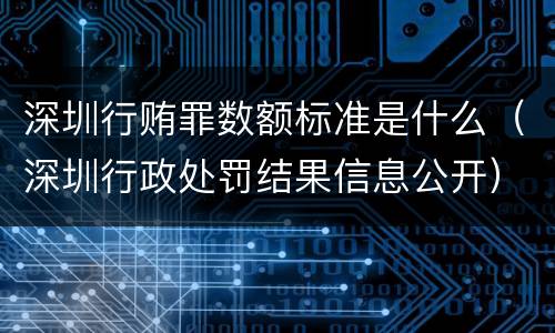 深圳行贿罪数额标准是什么（深圳行政处罚结果信息公开）
