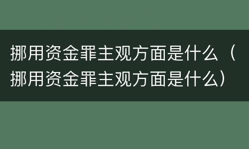 挪用资金罪主观方面是什么（挪用资金罪主观方面是什么）