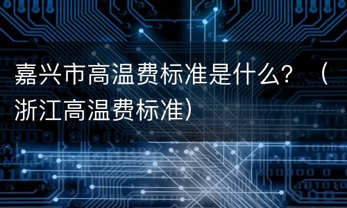 嘉兴市高温费标准是什么？（浙江高温费标准）