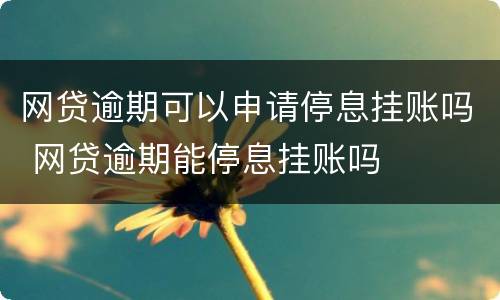 网贷逾期可以申请停息挂账吗 网贷逾期能停息挂账吗