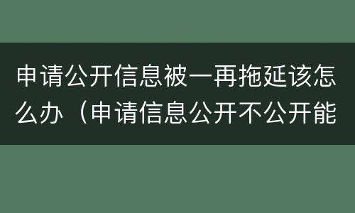 申请公开信息被一再拖延该怎么办（申请信息公开不公开能怎么样）