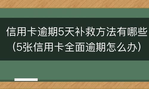 信用卡逾期5天补救方法有哪些（5张信用卡全面逾期怎么办）