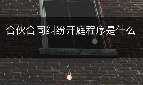 合伙合同纠纷开庭程序是什么