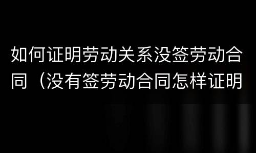 如何证明劳动关系没签劳动合同（没有签劳动合同怎样证明劳动关系）