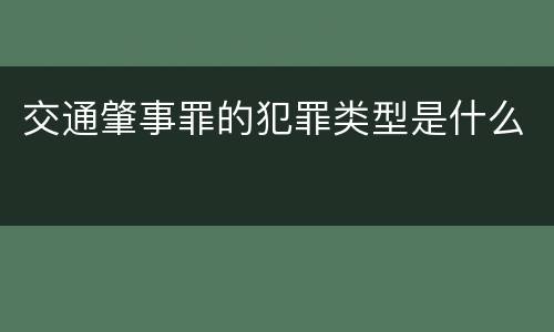 交通肇事罪的犯罪类型是什么