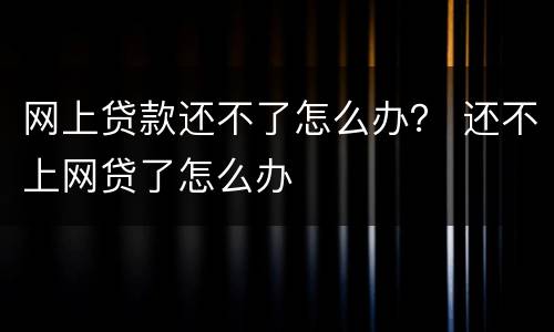 网上贷款还不了怎么办？ 还不上网贷了怎么办