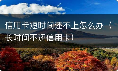 信用卡短时间还不上怎么办（长时间不还信用卡）