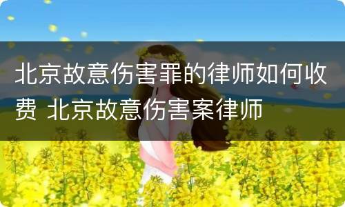 北京故意伤害罪的律师如何收费 北京故意伤害案律师