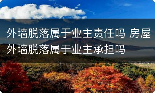 外墙脱落属于业主责任吗 房屋外墙脱落属于业主承担吗