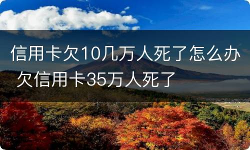 信用卡欠10几万人死了怎么办 欠信用卡35万人死了