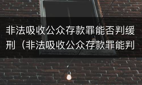 非法吸收公众存款罪能否判缓刑（非法吸收公众存款罪能判缓刑吗）