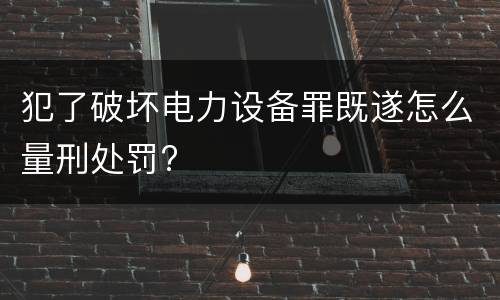 犯了破坏电力设备罪既遂怎么量刑处罚?