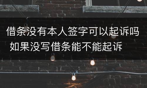 借条没有本人签字可以起诉吗 如果没写借条能不能起诉