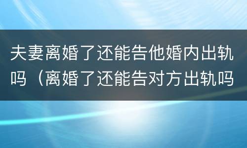 夫妻离婚了还能告他婚内出轨吗（离婚了还能告对方出轨吗）