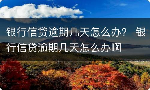 银行信贷逾期几天怎么办？ 银行信贷逾期几天怎么办啊