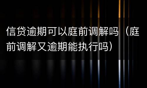 信贷逾期可以庭前调解吗（庭前调解又逾期能执行吗）