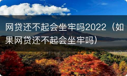 网贷还不起会坐牢吗2022（如果网贷还不起会坐牢吗）
