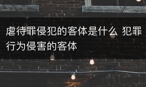 虐待罪侵犯的客体是什么 犯罪行为侵害的客体