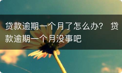 贷款逾期一个月了怎么办？ 贷款逾期一个月没事吧