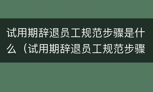试用期辞退员工规范步骤是什么（试用期辞退员工规范步骤是什么意思）