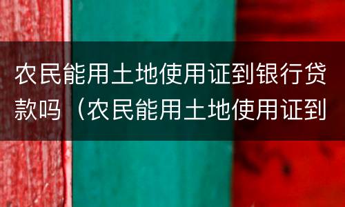 农民能用土地使用证到银行贷款吗（农民能用土地使用证到银行贷款吗多少钱）