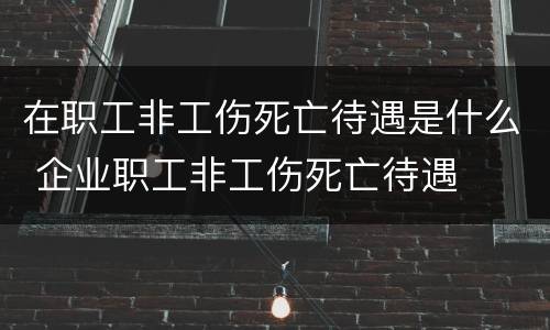 在职工非工伤死亡待遇是什么 企业职工非工伤死亡待遇